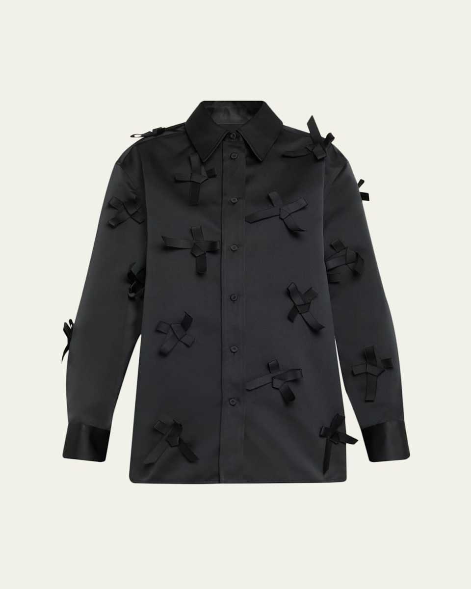 Bow Embellished Button-Down Shirt